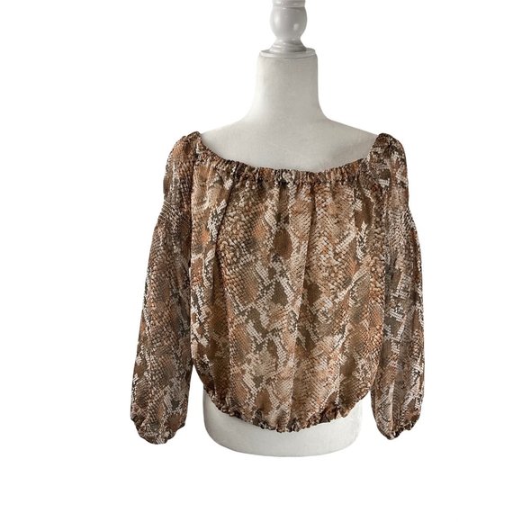 NWOT  GUESS WILD SNAKE PRINT CARMEL BLOUSE - Picture 3 of 7